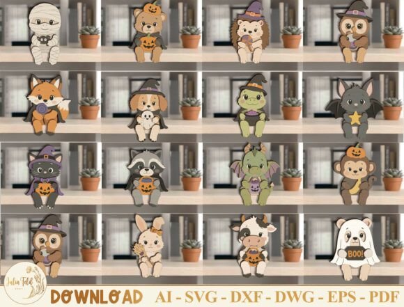 Download Halloween Animal Shelf Sitter SVG Bundle - Premium Resources